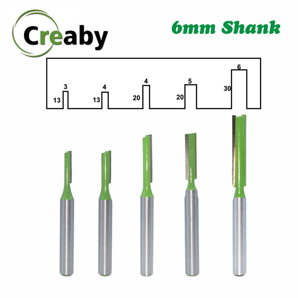 Набор бит для деревообрабатывающего фрезерного станка 5 шт. 6 мм одна прямая фреза