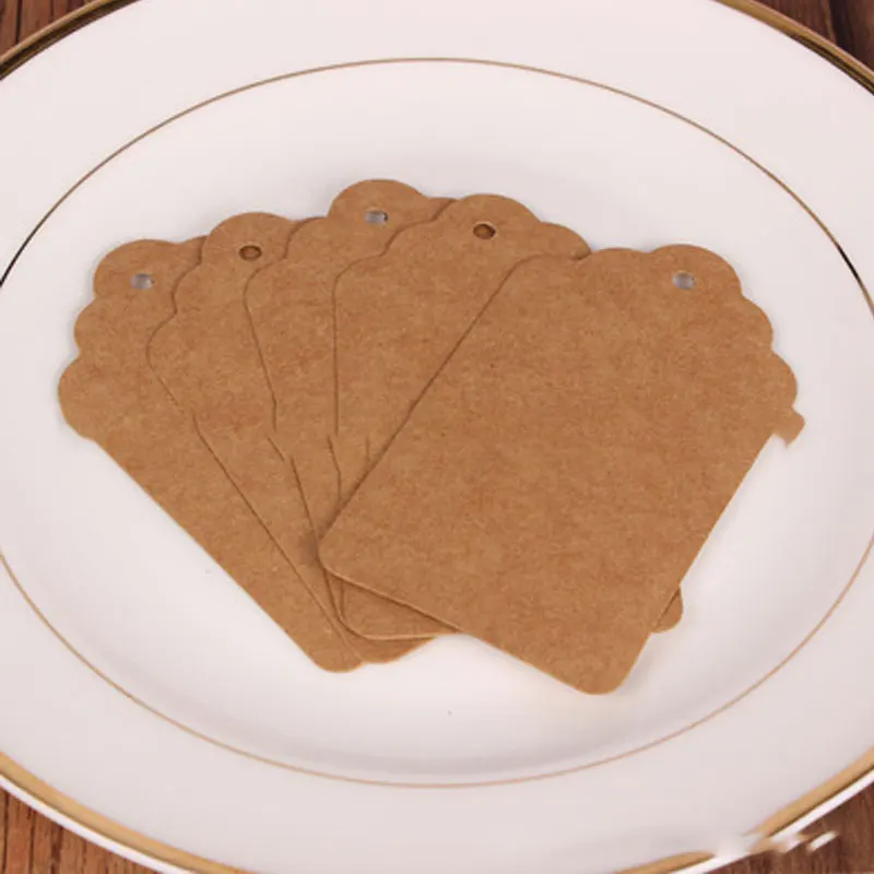 New lovely simple 4*7CM wave dome rounded corner kraft paper tag foreign trade selling DIY Gift Package Tags |