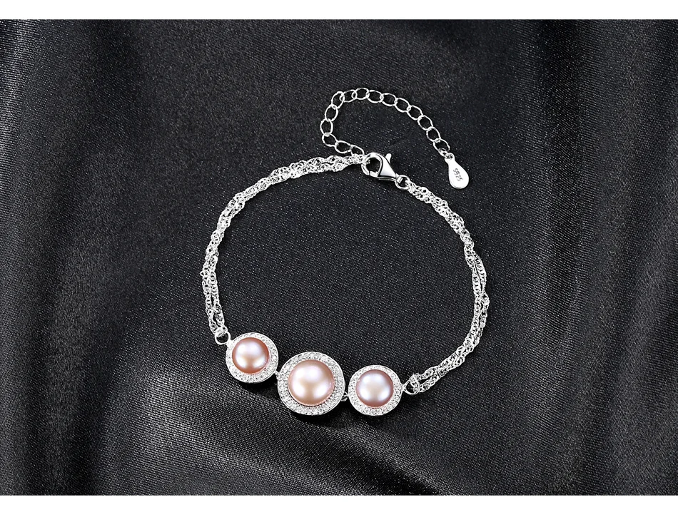 Cena S925 sterling silver bransoletka micro zestaw 3A cyrkon pearl słodkowodne moda biżuteria