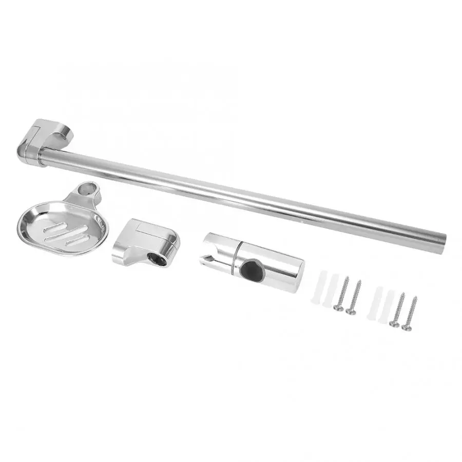 

Stainless Steel Lifting Handhold Shower Head Holder Bracket with Soap Box G1/2 Adjustable Shower Slide Bard Hand Hold Shower