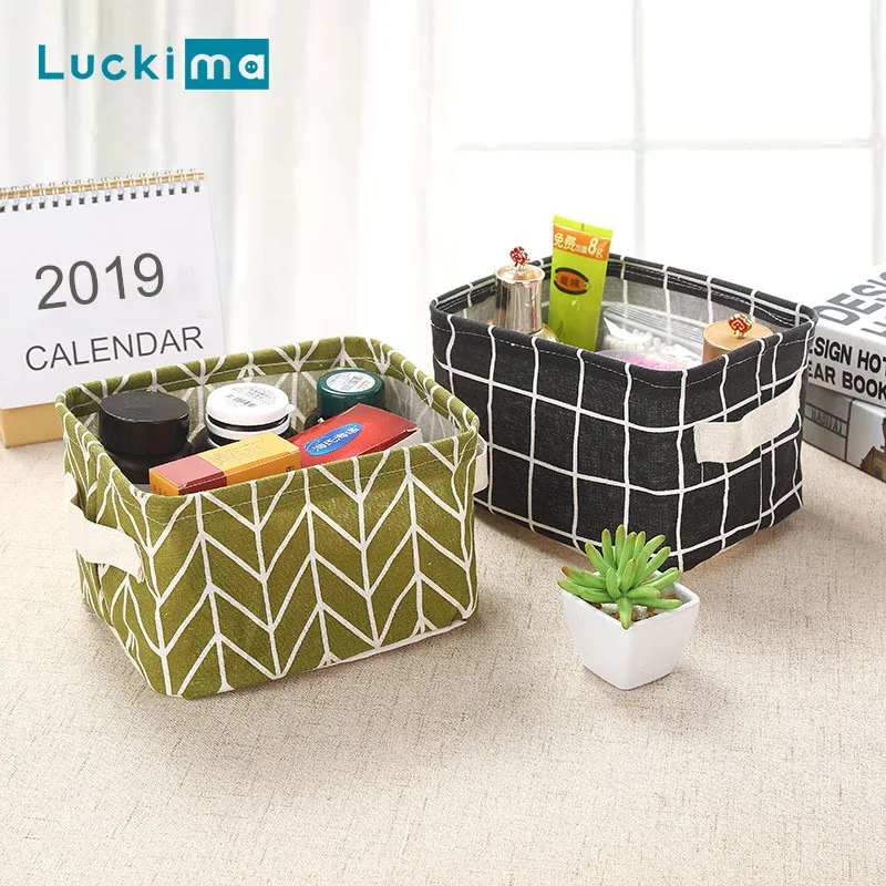 

Foldable Storage Basket Sundries Storage Box Clothes Cosmetic Toy Jewelry Pantry Organizer Bags Desktop Storage Pouches Bins