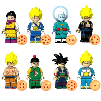 

8pcs/set DISNEY Dragon Ball Z Building Blocks Bricks Daishinkan Burdock Son Goku Vegeta Super Saiyan Action Figures Toys Dolls