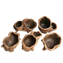 

Creative Cement Imitation Tree Head Double Cylinder Root Wood Succulent Flower Pot Green Plant Micro Landscape Potted Plant