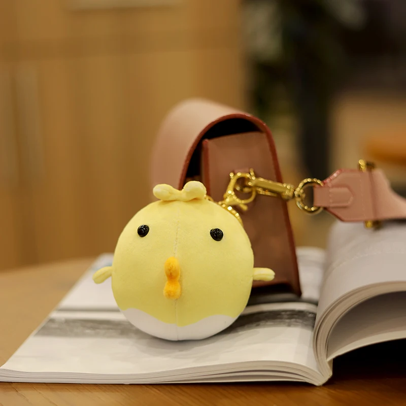 

Mini Plush Toy Cute Little yellow chicken Plush Keychain Women's Car Keyring Pompom Key Chains Women Handbag Key Pendant