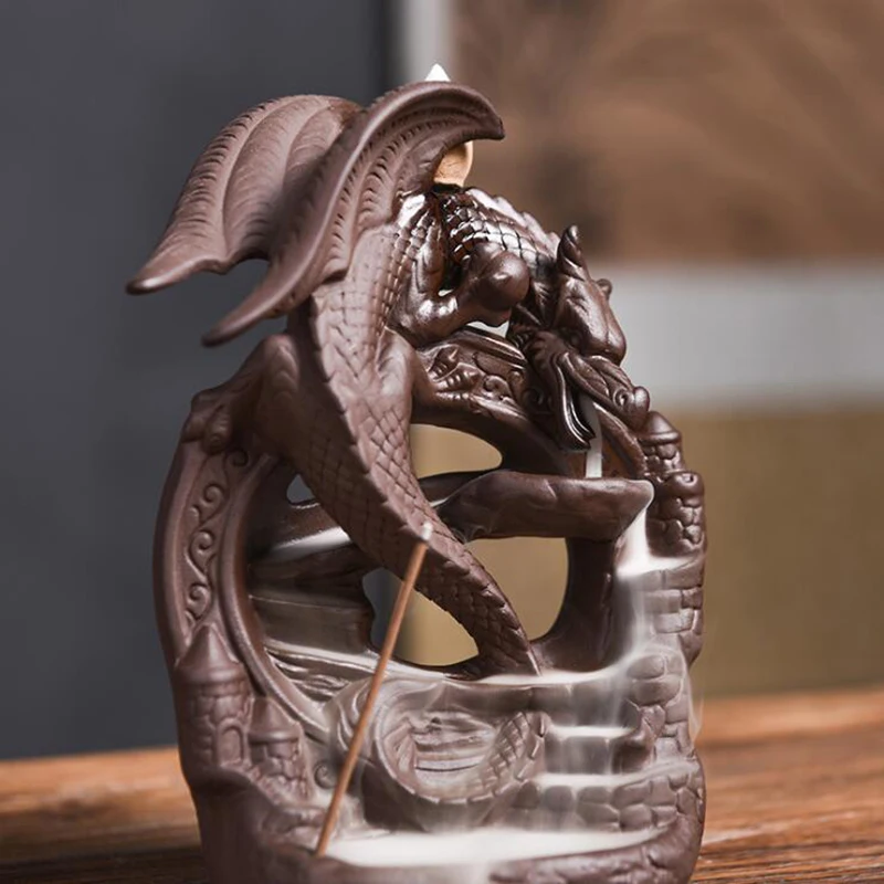 

Dragon Incense Cones Ceramic Incense Burners Waterfall Smoke Backflow Like Water Streaming Down Art Craft Bullet Incense Holder