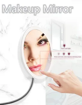 

10x Magnifying Makeup Mirror with Led Light USB Charging Bath Desktop Source Adjustable Delicate Women Makeup Tools