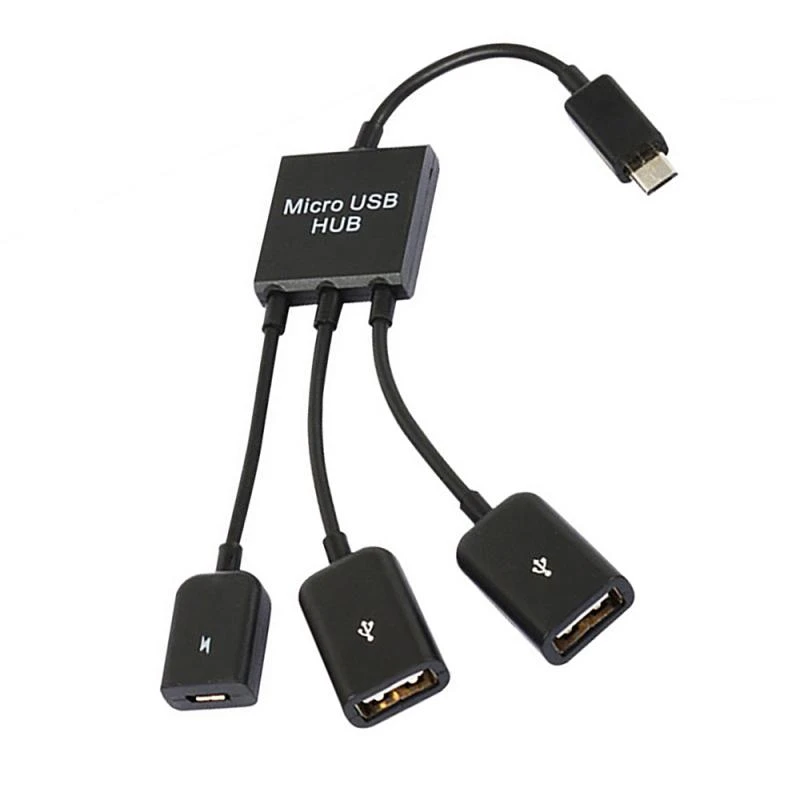 Cable de puerto USB Micro OTG tres en uno, Cable de conversión de teclas de ratón de juego tableta PC, lector de tarjetas de unidad Flash USB|Transformadores y adaptadores