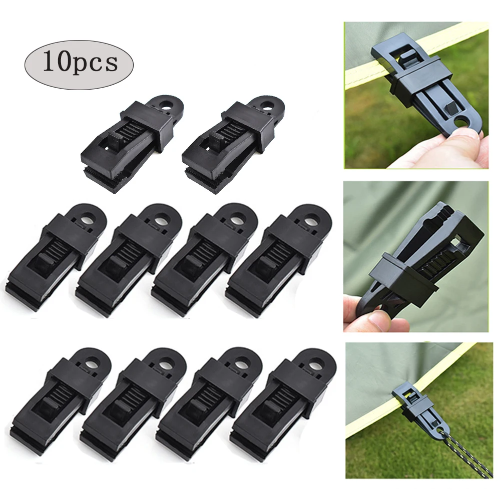 10pcs Tent Canopy Clip Outdoor Wind Rope Clamps Awning Wind Rope Clips Camping Tent Accessories