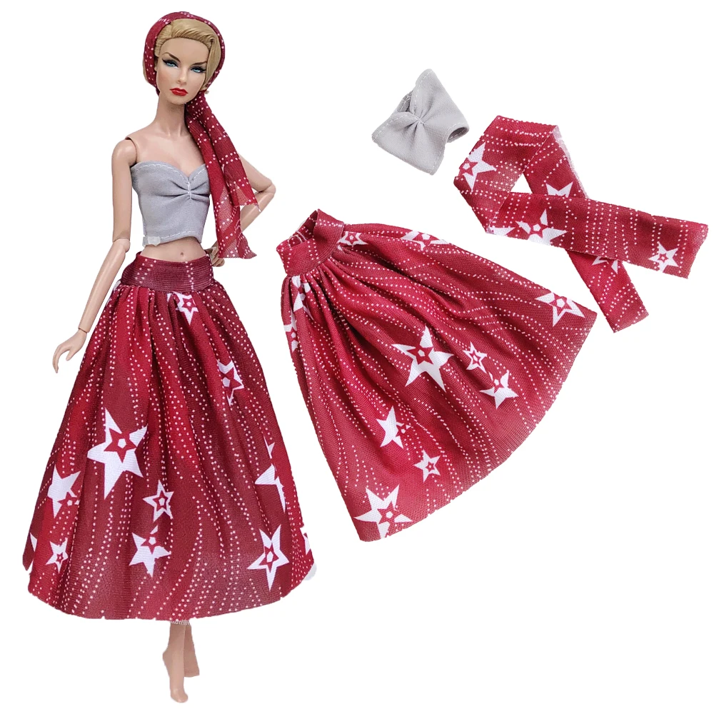 NKMix Style Newest Doll Dress Handmade Clothes Top Fashion Dress For Barbie Noble Doll Skirt Accessories Girls' Gift Toys JJ