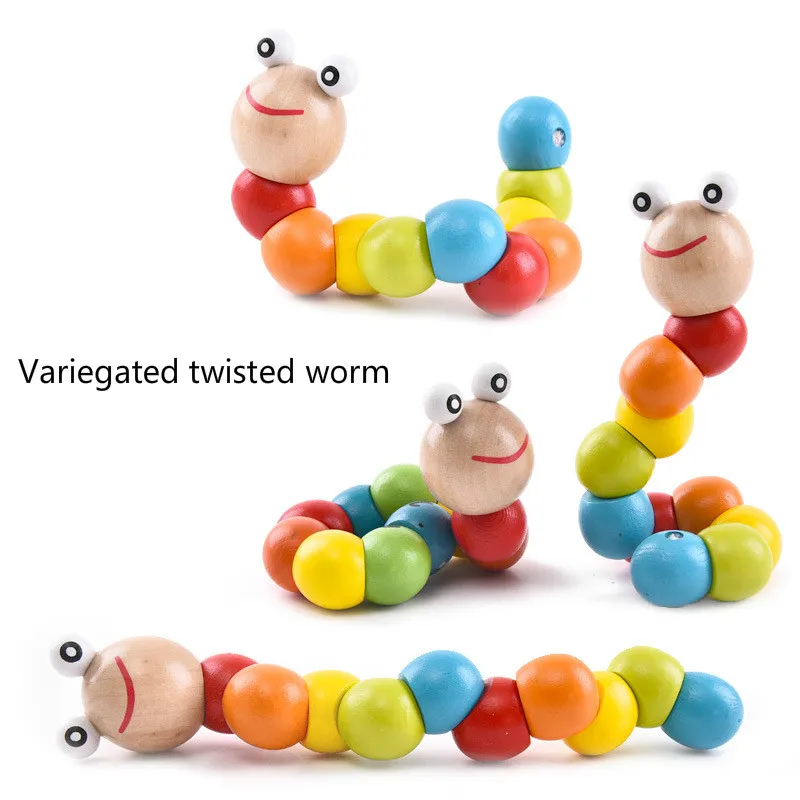 

Wooden Color Variety Twist Animal Dolls Caterpillar Children's Educational Toys Building Blocks Marvel Blocks Decompression
