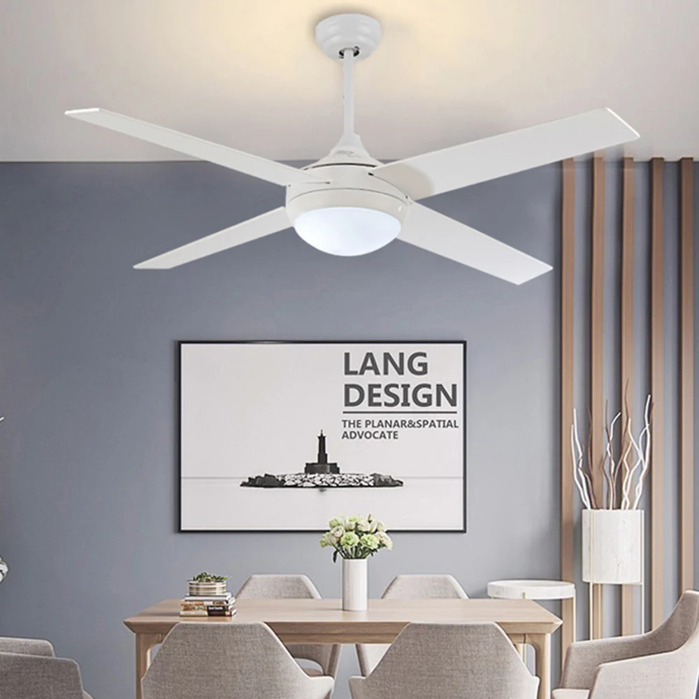 

white Ceiling Fans European simple ceiling fan lights LED remote control fan lights Fan Lamp