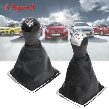 

5 Speed PU Leather Gear Shift Knob Cap Cover Lever Stick + Gaiter Boot Cover For Ford Focus MK2 With Gaiter Boot Cover Collar
