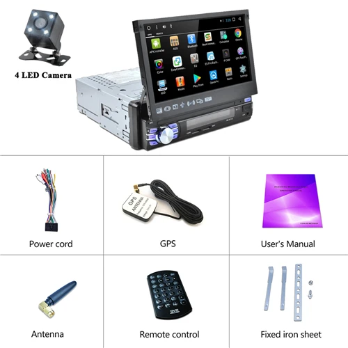 With 4 LED Carema 1 Din автомобильное радио gps навигация автоматический выдвижной экран Зеркало Ссылка Bluetooth стерео AM/FM/RDS радио встроенный wifi - Цвет: With 4 LED Carema