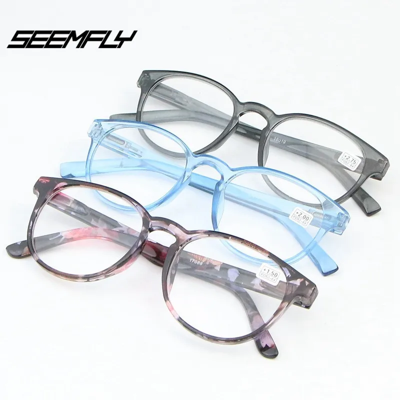 SEEMFLY, высококачественные очки для чтения, женские модели, HD, дальний прицел, очки для чтения, мужские, Ретро стиль, круглая оправа, цветочный ультра-светильник, портативный
