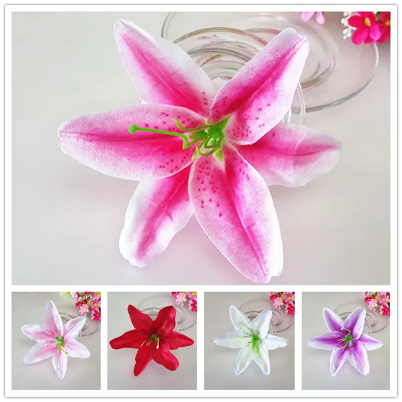 Elegant Silk Lily Flower Heads - Set of 10 Artificial Decorations for Weddings, Homes, and Crafts