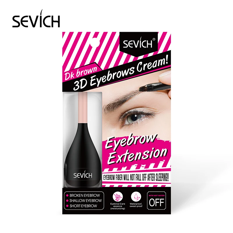 Sevich Водонепроницаемый 3D наращивание бровей Крем 3g гель для бровей расширение волокна макияж мгновенное волокно для бровей с щеткой