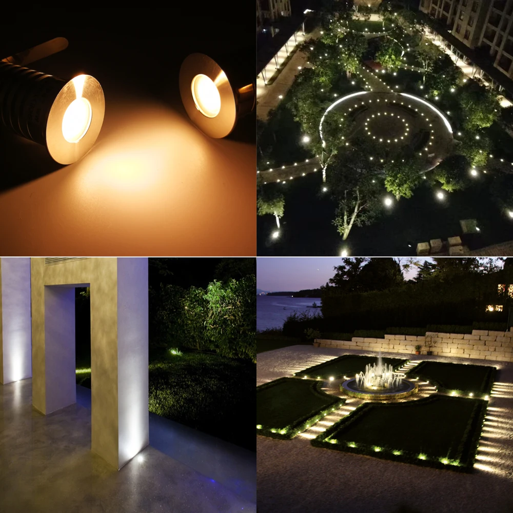 1W 3W LED Recessed Underground Light IP67 Outdoor DC12-24V Recessed Deck Lamps Garden Ground Square Landscape Pathway Lighting