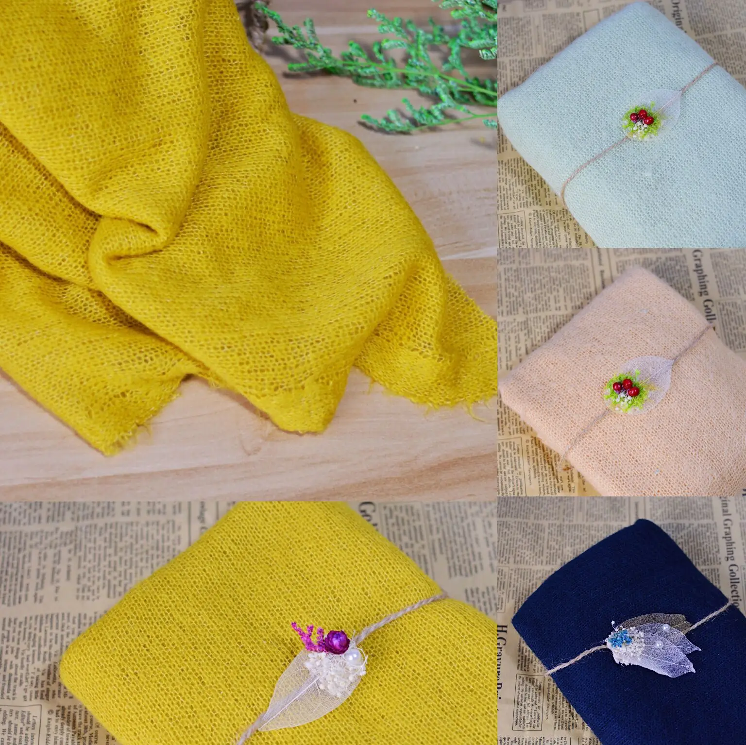 Newborn Photo Props Baby Wrapped Blanket Flowers Accessories Decorative