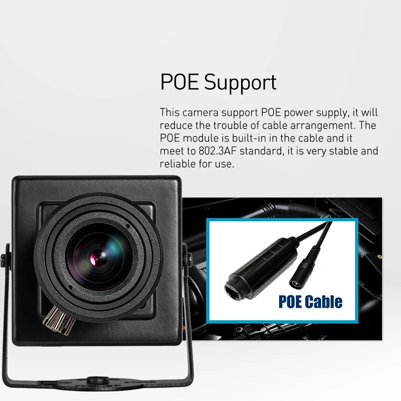 IP камера POE H.265 3 Мп 1296P / 1080P 6 22 мм Компактная ручная стандартная видеонаблюдения в
