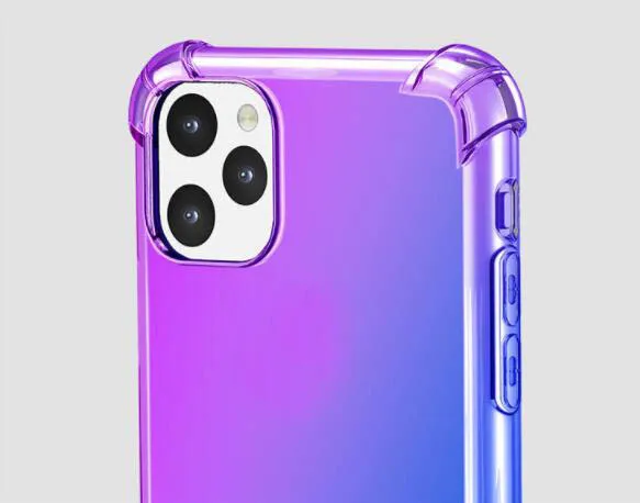 Противоударные градиентные мягкие чехлы из ТПУ для Iphone 11 Pro XR XS MAX X 8 7 6 5s SE четыре угла подушка безопасности воздушная сумка анти шок 100 шт