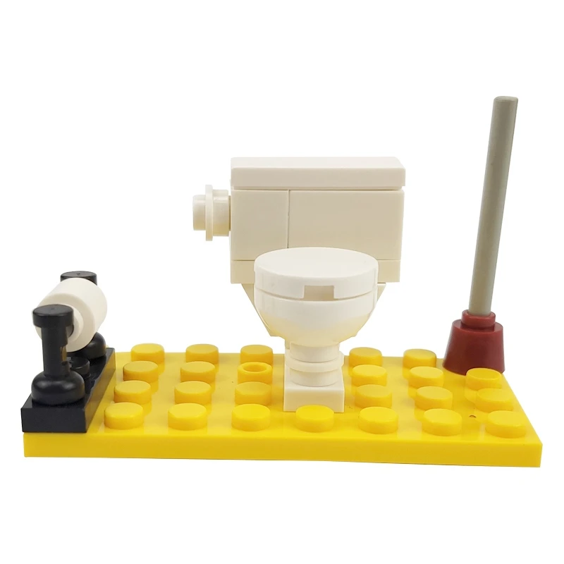 

Closestool City Series Children Doll Figures DIY Locking Toys Kids Building MOC Birthday Blocks Model City Series Closestool