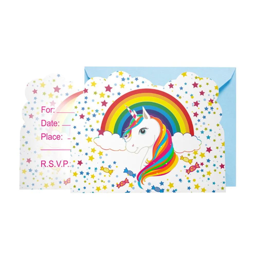  Children's baby birthday event invitation card invitation creative invitation unicorn theme design  - 4000232216058