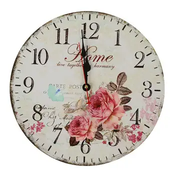 

rose flower butterfly Round Creative Wood wall clock