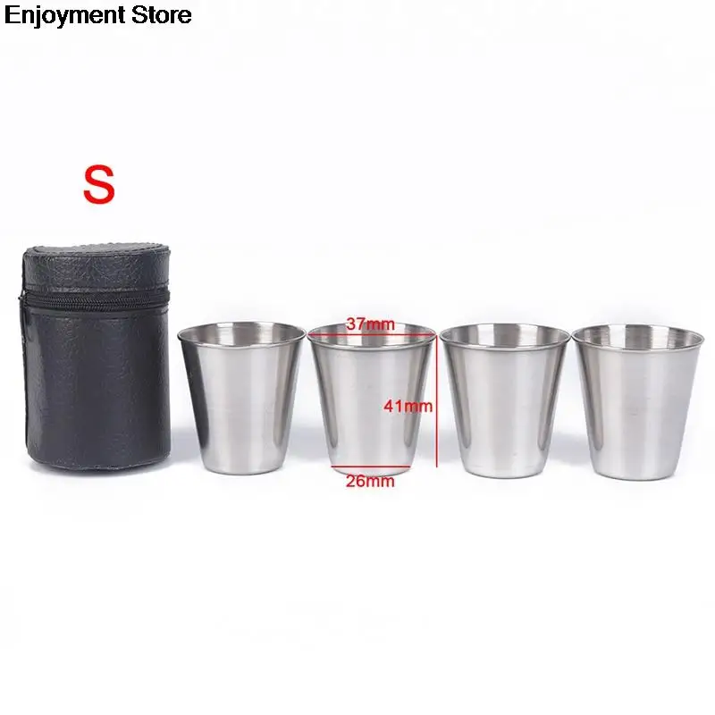 30ml/70ml/170ml Outdoor Camping Cup Tableware Travel Cups Set Stainless Steel Cover Mug Drinking Coffee Tea Beer With Case portable tableware portable cutlery portable cups