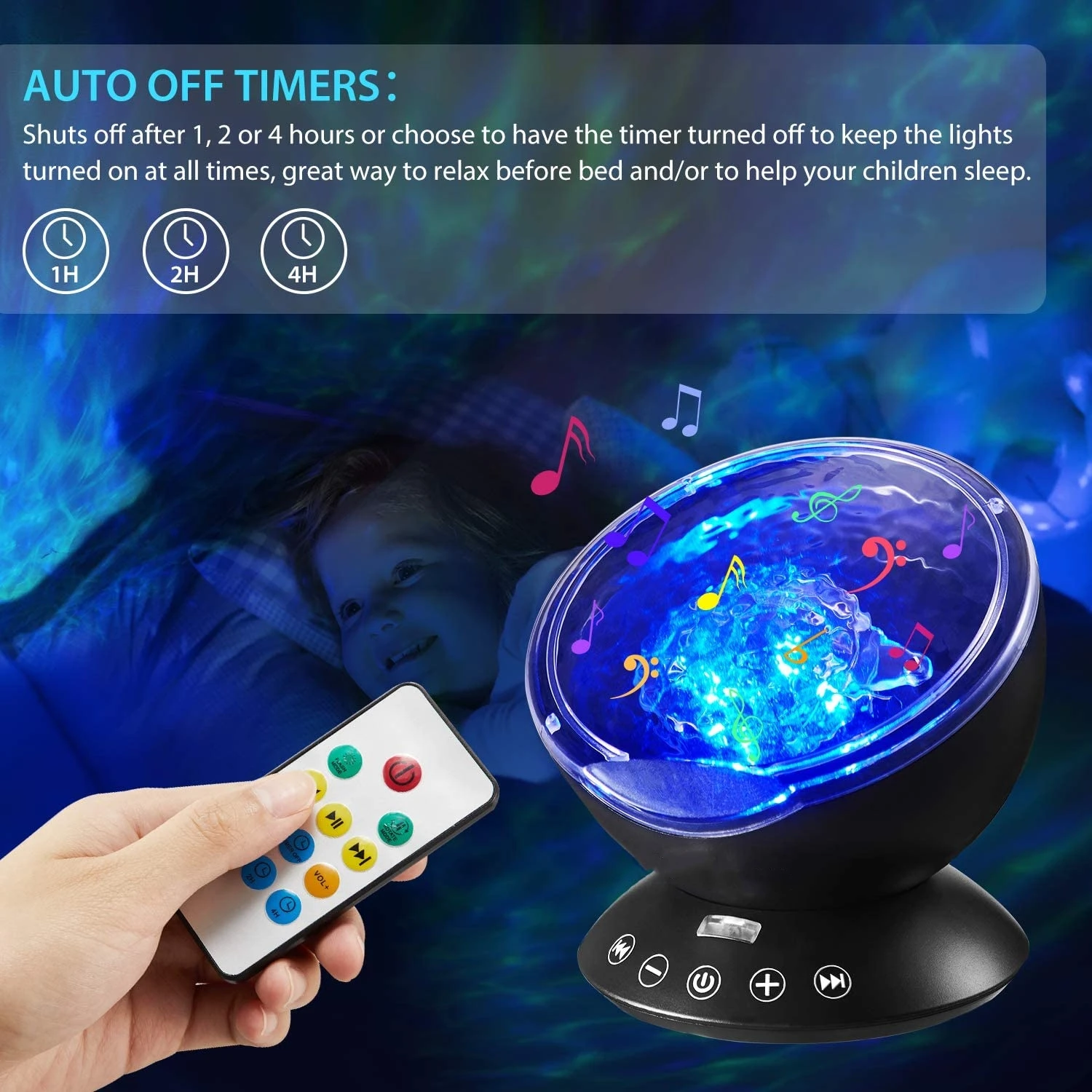 bathroom night light Decorative Night Light Kids LED  Projection Night Light Remote Control Ocean Wave Projector With Music Player For Gifts Idea cool night lights