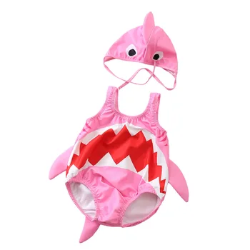 

New children's swimwear for men and women baby swimming pool 0-3 years old cute shark swimsuit baby one-piece swimsuit