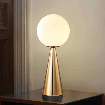 

Modern Cone Glass Ball Led Table Lamp Golden Table Light Bar Cafe Livring Room Bedside Study Desk Lamp Home Decor Light Fixtures