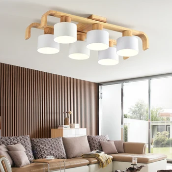 

Nordic Contemporary and Contracted Woodiness Ceiling Lights LED Bedroom Dining Room Stair Lighting Fixture Lamp Living Room Lamp