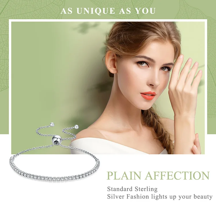 925 Стерлинговое серебро прозрачный Циркон Регулируемая цепочка-браслет подходит Pandora браслет для женщин модные ювелирные изделия подарок на день рождения