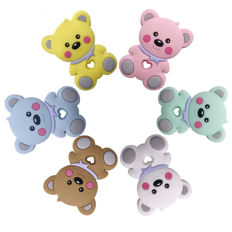 XCQGH 1PCS New Silicone Teeth Gummy Bear Teether Silicone Teether Cartoon Animal Molar Stick Baby Teether