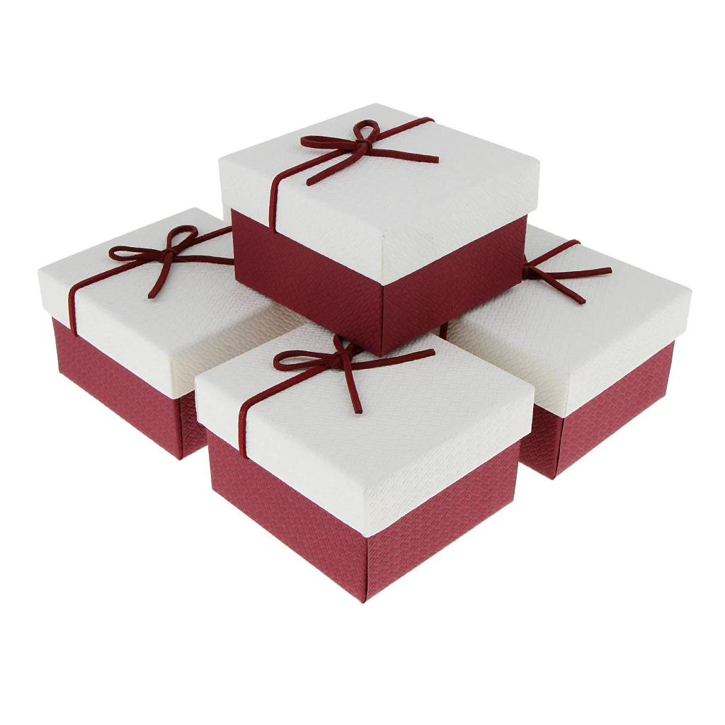 5pcs Paper Cardboard Jewelry Box Watch Bracelet Necklace Storage Gift Case - Цвет: White Red