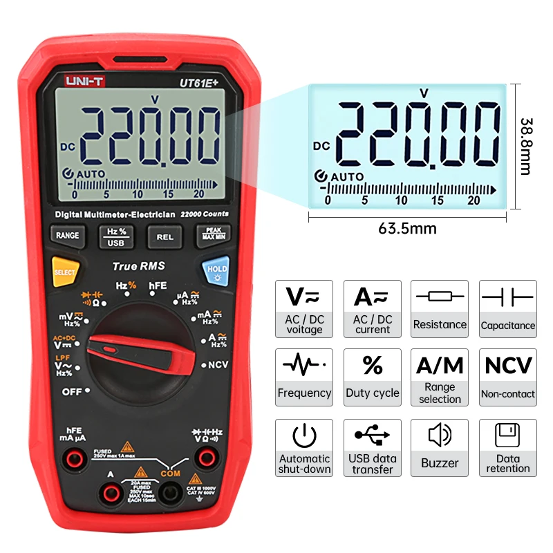 Unit Ut61e+ Handheld Professional Digital Multimeter Unit True Rms