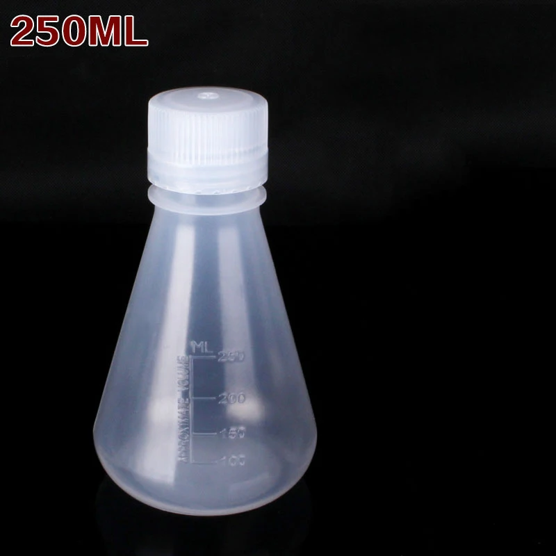Plastic Conical Erlenmeyer Flask Polypropylene with PE Screw Cap Molded Graduations 25ml 50ml 100ml 500ml 1000ml 2000ml