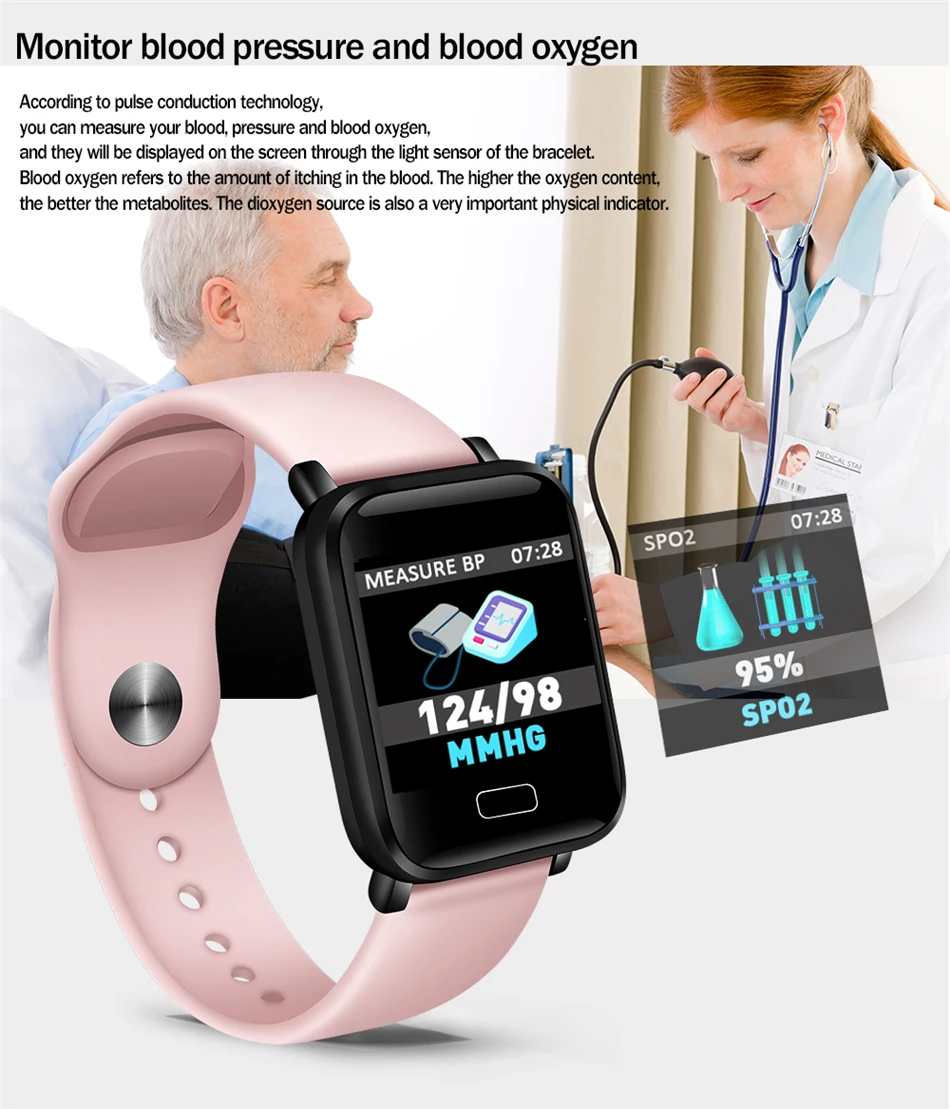 Женские Смарт-часы Для женщин Водонепроницаемый спортивные для Iphone телефон умные часы, отображающие сердцебиение крови Давление функции для малыша и меня