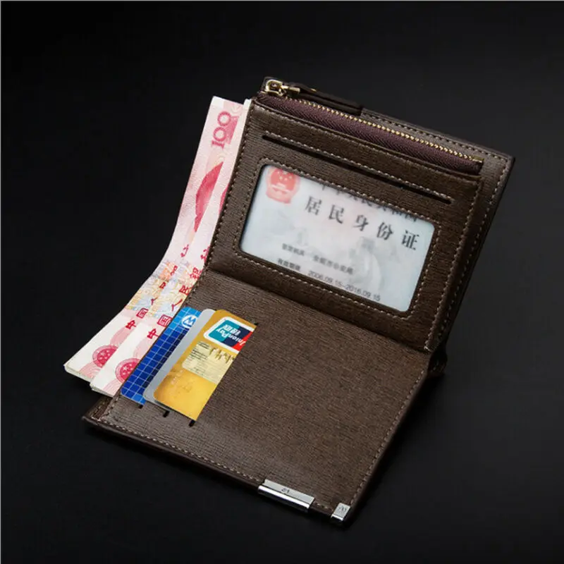 New men's wallet fashion smooth soft leather cross-section multi-function wallet tide short men's wallet quality assurance