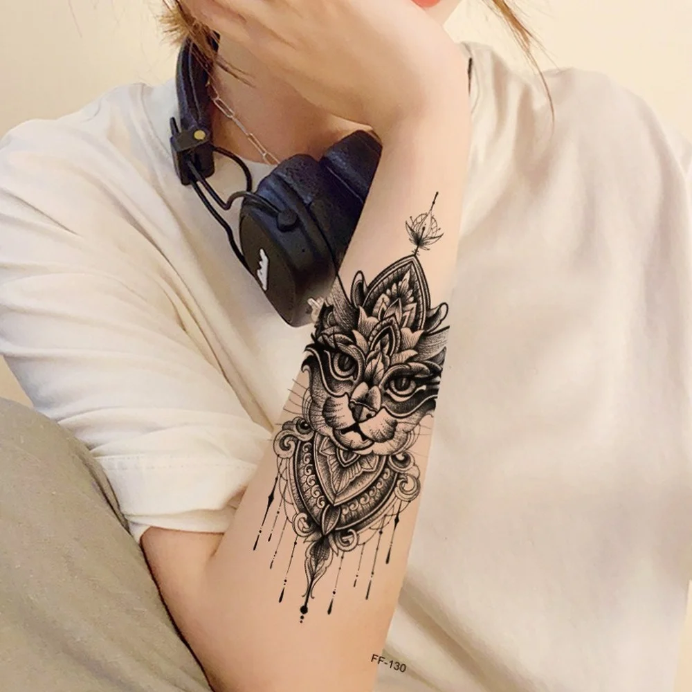 Waterproof Temporary Tattoo Sticker Chest Lace Henna Mandala Flash Tattoos  Sanke Cat Moon Flower Body Art Arm Fake Tatoo Women - Temporary Tattoos -  AliExpress