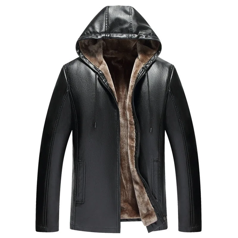 

2019 Leather Jacket Men Steam Punk Biker Jacket Hooded Luxury Clothes Motorcycle PU Fur Coats Plus Size Chaqueta Moto Hombre