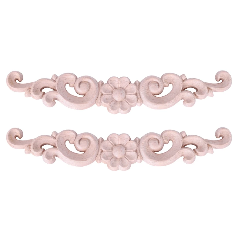 2X Exquisite Classic Wood Carved Flower Applique Furniture Natural SIZE:16 X 3CM | Дом и сад