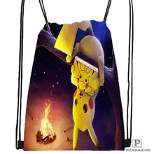 На заказ pokemon_pikachu_Drawstring рюкзак сумка для мужчин и женщин милый рюкзак детский Ранец(черная спинка) 31x40 см#20180611-03-154