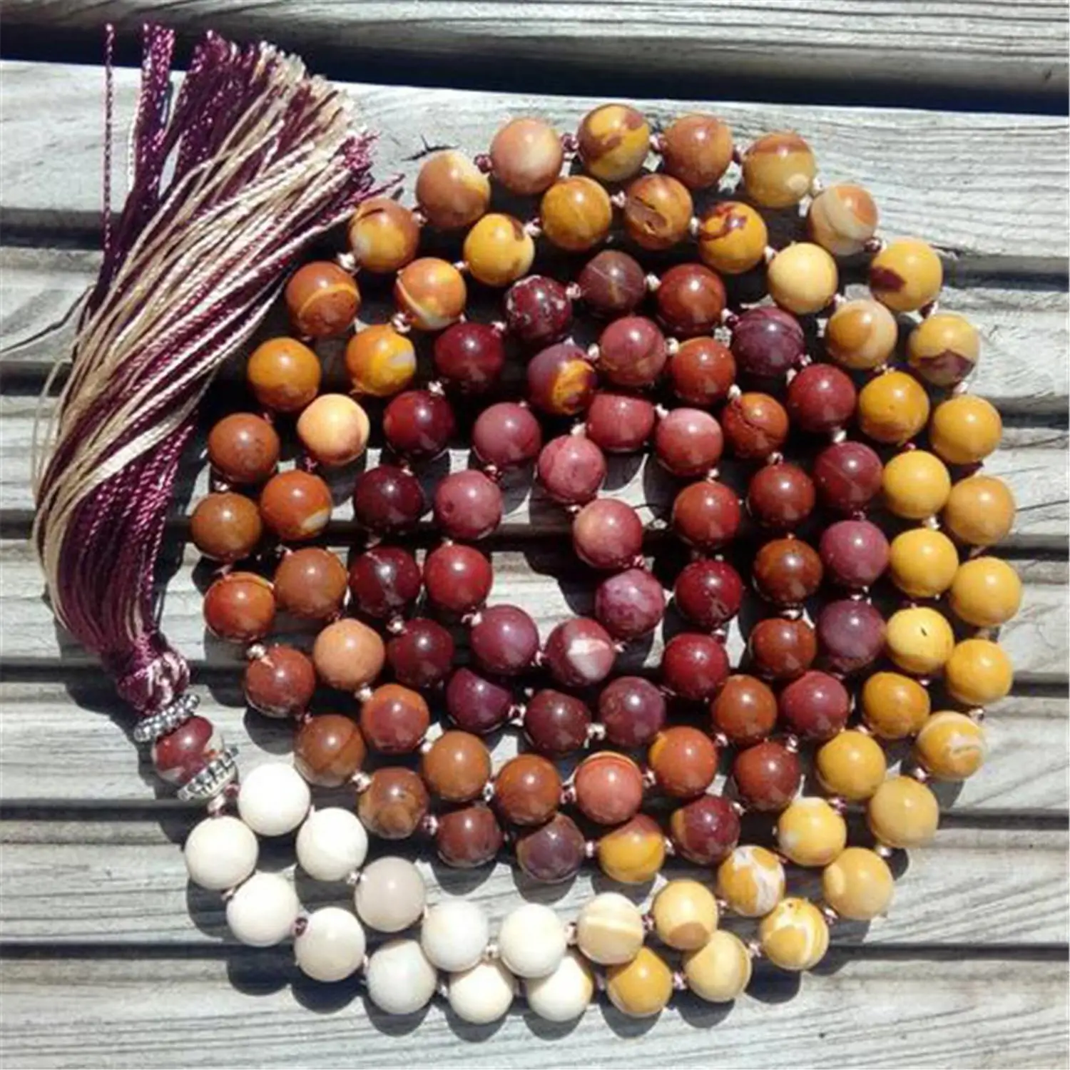 8mm Imperial Jasper 108 Beads Handmade Tassel Necklace Meditation Spiritua Prayer Chakra Religious Buddhism Buddhist Mala Men