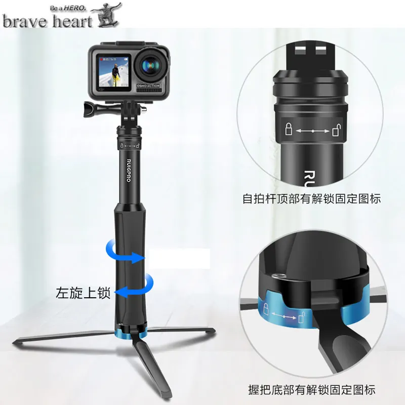 Экшн-камера для дайвинга, раздвижная алюминиевая палка для селфи Go Pro, монопод для GoPro HERO 7 6/5 4,3+ SJCAM Xiaomi Yi 4k