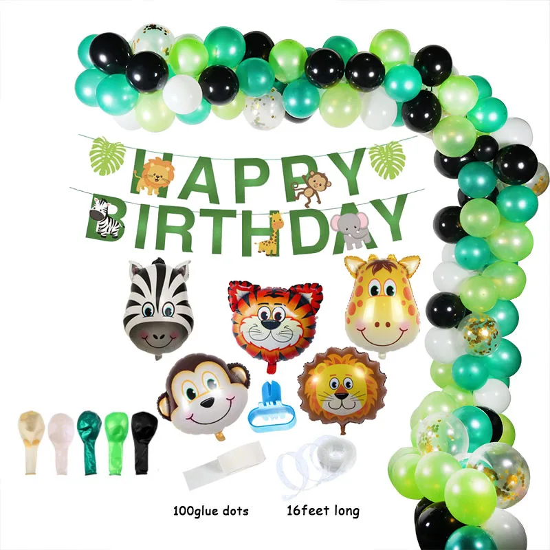 70 шт джунгли для вечеринки в стиле сафари Воздушный Шар АРКА детский душ джунгли воздушные шары животные латексные шары гирлянда День Рождения украшения для детей