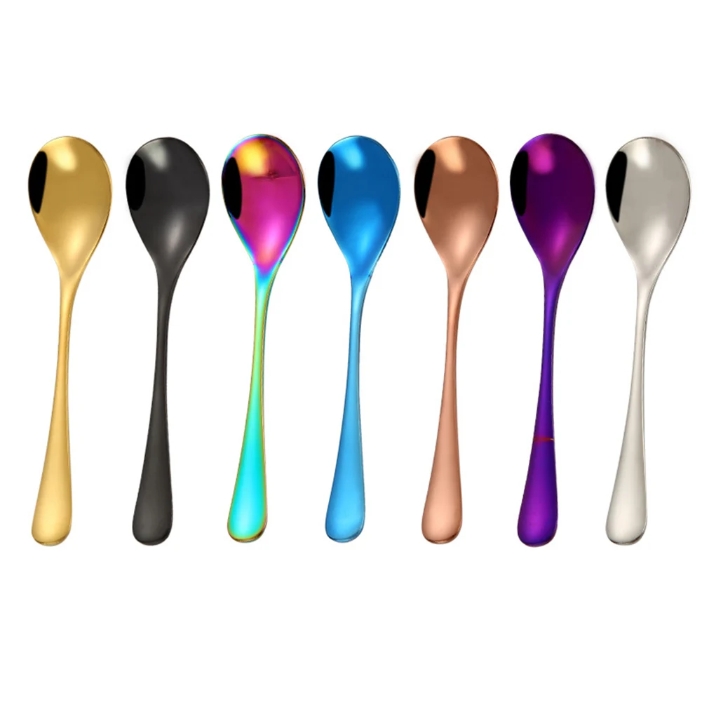 New 1Pc Kitchen Stainless Steel Spoon Coffee Tea Cream Cocktail Stirring Spoons Cutlery Soup Spoons Kitchen Accessories