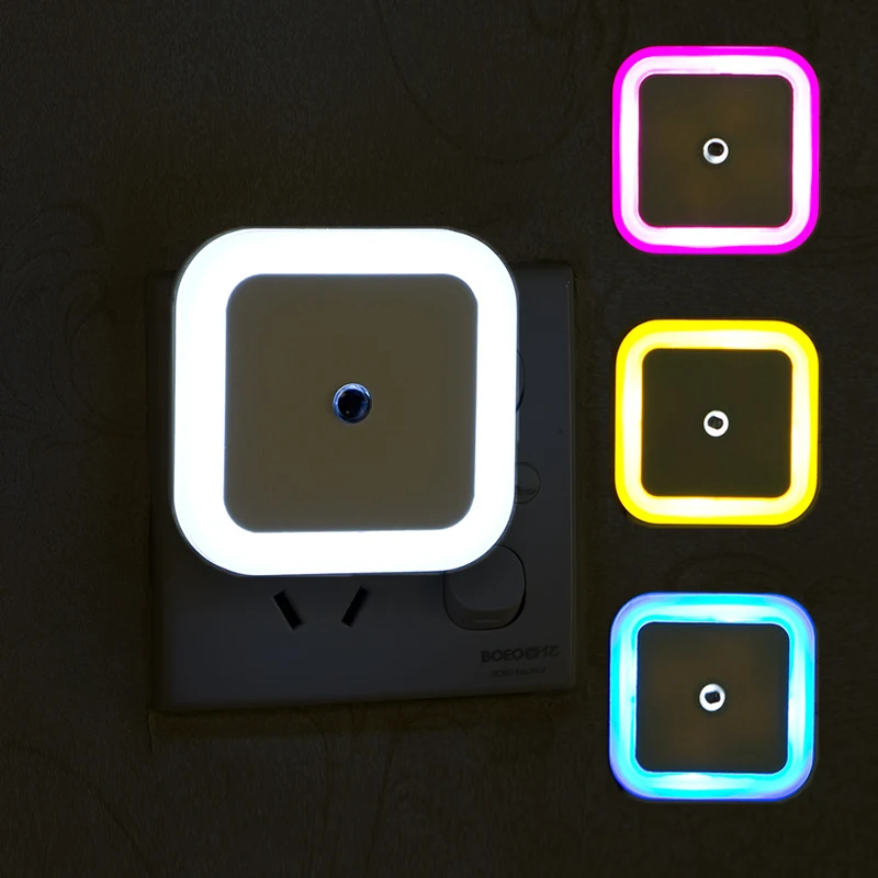 

Light sensor LED sleep night light EU US plug baby room bedroom living room corridor lighting mini square night light
