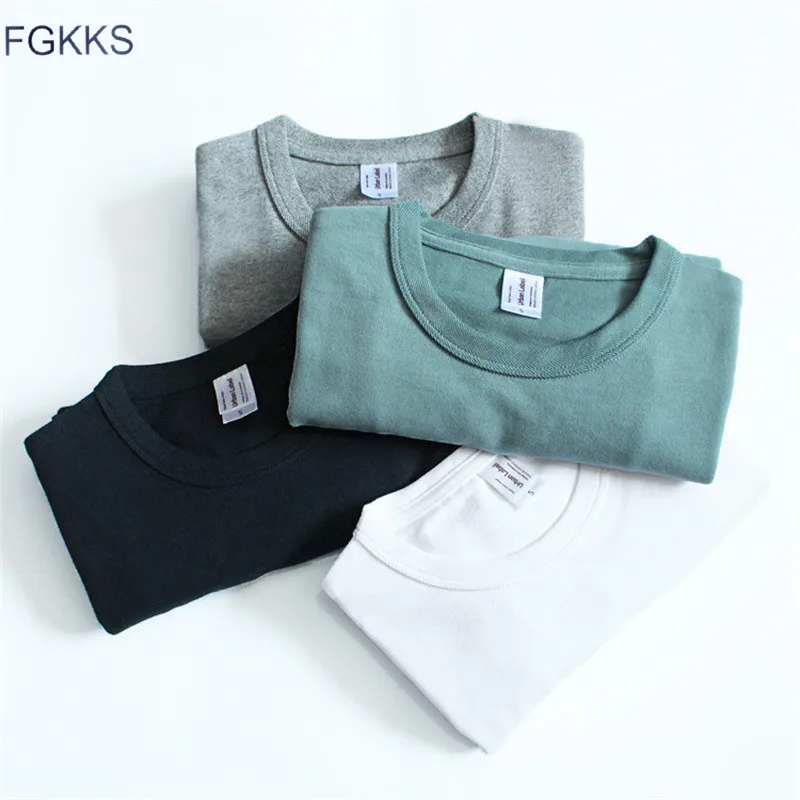 Мужские модные брендовые футболки FGKKS однотонные из 100% хлопка с короткими