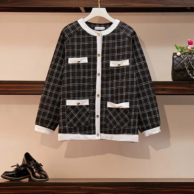 

2019 Runway Autumn Winter Fashion Vintage Single-Breasted Tweed Jacket Women Plaid Coats Pocket Casual Outerwear Casaco Femme